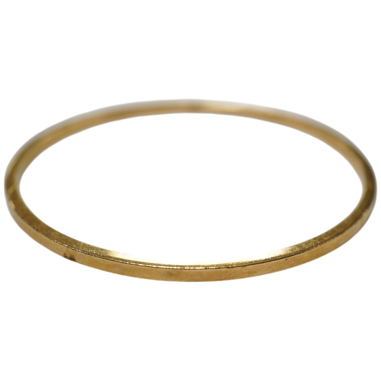 A yellow metal bangle, 5.3 grams, Condition - fair